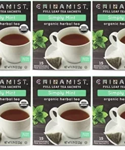 China Mist - Simply Mint Herbal Full Leaf Tea Sachet, 15 Count Box - Biodegradable And Individually Wrapped (6 Pack)
