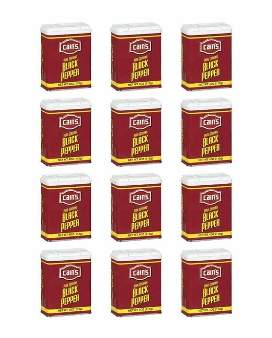 Cain's Pure Ground Black Pepper, 12 Bottles, 4 Oz Each 3 Cain's Pure Ground Black Pepper, 12 Bottles, 4 Oz Each