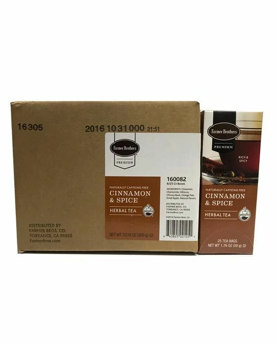 Farmer Brothers Premium: Cinnamon Hot Tea, 6/25 Ct Tea Boxes 3 Farmer Brothers Premium: Cinnamon Hot Tea, 6/25 Ct Tea Boxes
