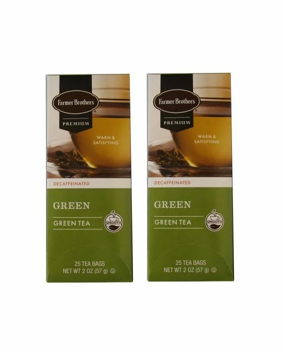 Farmer Brothers Premium: Decaf Green Tea, 2/25 Ct Tea Boxes 3 Farmer Brothers Premium: Decaf Green Tea, 2/25 Ct Tea Boxes