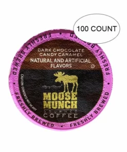 Moose Munch Coffee By Harry & David, Dark Chocolate Candy Caramel, 100 Single Serve Cups