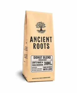 Ancient Roots Donut Shop Flavored Mushroom Coffee - Donut Shop Coffee By Corim Premium Blends (12 Ounces)