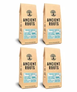 Ancient Roots French Vanilla Flavored Mushroom Coffee By Corim Premium Blends 4/12 Oz Bags