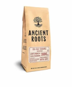 Ancient Roots Sea Salted Caramel Flavored Mushroom Coffee - Salted Caramel Medium Roast Coffee By Corim Premium Blends (12 Ounces)