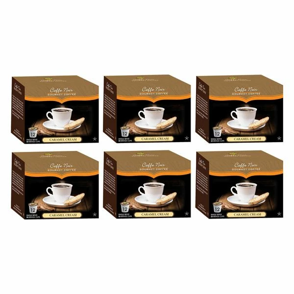 Caffe Noir Gourmet Coffee Caramel Cream, Single Serve Beverage Cups, 6 Box 12 Count Each 3 Caffe Noir Gourmet Coffee Caramel Cream, Single Serve Beverage Cups, 6 Box 12 Count Each