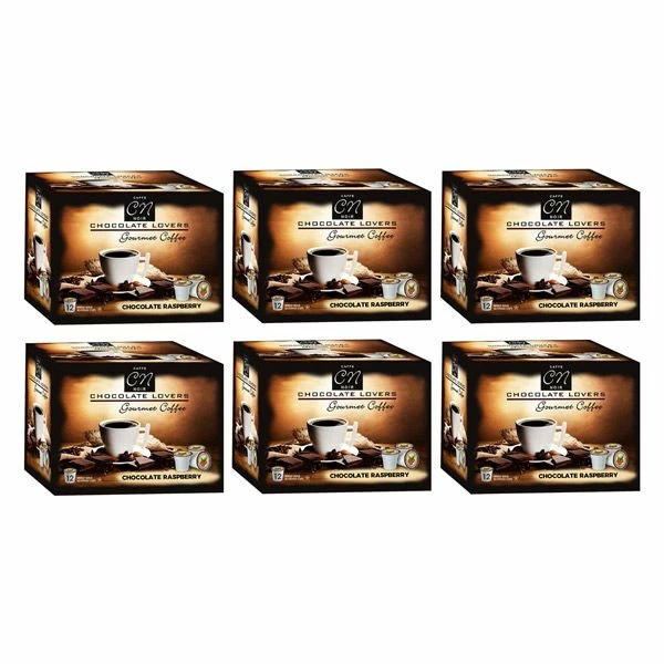 Caffe Noir Gourmet Coffee Chocolate Raspberry, Single Serve Beverage Cups, 6 Box 12 Count Each 3 Caffe Noir Gourmet Coffee Chocolate Raspberry, Single Serve Beverage Cups, 6 Box 12 Count Each