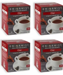 China Mist - Chai Organic Black Full Leaf Tea Sachet, 4 Boxes 15 Count Each