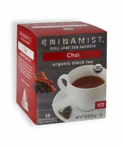 China Mist - Chai Organic Black Full Leaf Tea Sachet, 15 Count Box - Biodegradable And Individually Wrapped