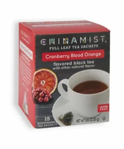 China Mist - Cranberry Blood Orange Organic Black Full Leaf Tea Sachet, 15 Count