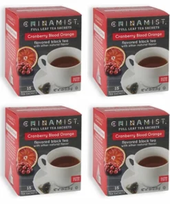 China Mist - Cranberry Blood Orange Organic Black Full Leaf Tea Sachet, 4 Boxes 15 Count Each