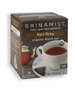 China Mist - Earl Grey Organic Black Full Leaf Tea Sachet, 15 Count Box