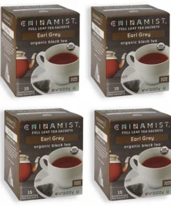 China Mist - Earl Grey Organic Black Full Leaf Tea Sachet, 4 Boxes 15 Count Each