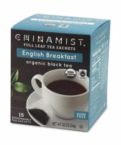 China Mist - English Breakfast Organic Black Full Leaf Tea Sachet, 15 Count Box - Biodegradable And Individually Wrapped