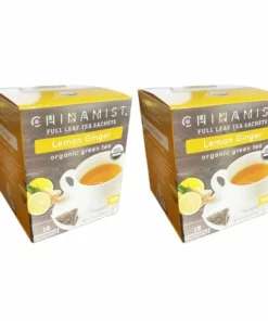 China Mist - Lemon Ginger Organic Green Tea Sachet, 2 Boxes 15 Count Each