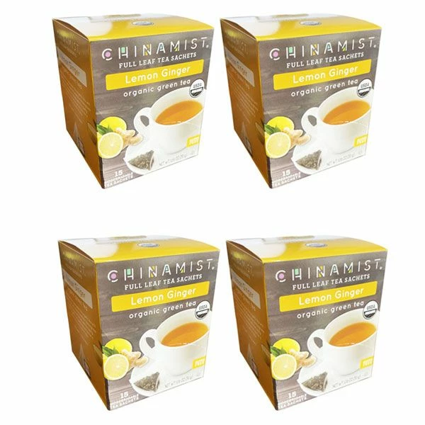 China Mist - Lemon Ginger Organic Green Tea Sachet, 4 Boxes 15 Count Each 3 China Mist - Lemon Ginger Organic Green Tea Sachet, 4 Boxes 15 Count Each