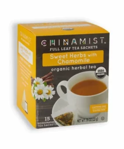 China Mist - Organic Sweet Herbs With Chamomile Herbal Tea Sachets, 15 Count Box