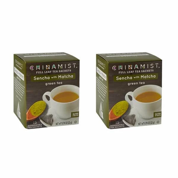 China Mist Sencha With Matcha Green Tea Sachets, 2 Boxes 15 Count Each - Biodegradable And Individually Wrapped 3 China Mist Sencha With Matcha Green Tea Sachets, 2 Boxes 15 Count Each - Biodegradable And Individually Wrapped