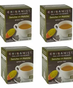 China Mist Sencha With Matcha Organic Green Full Leaf Tea Sachet, 4 Boxes 15 Count Each