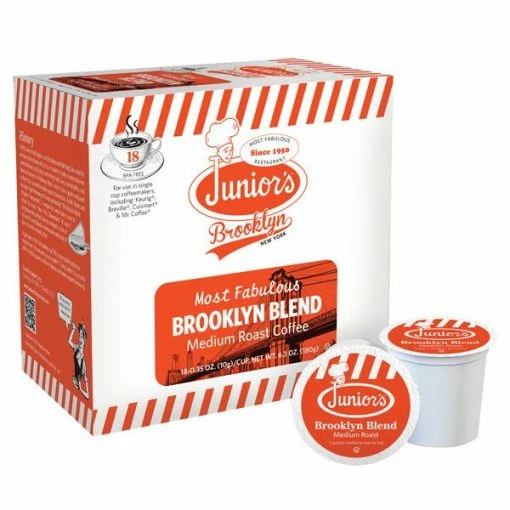 Junior's Most Fabulous Brooklyn Blend, Medium Roast Single Single Serve 18 Ct -coffee Sales Shop juniors most fabulous brooklyn blend medium roast single single serve 18 ct