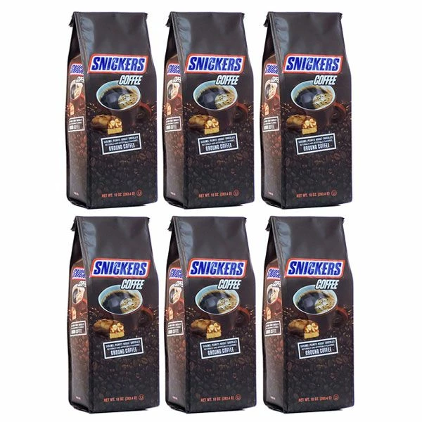 Snickers Caramel, Peanuts, Nougat And Chocolate, Naturally And Artificially Flavored Ground Coffee, 6/10 Oz Bags 3 Snickers Caramel, Peanuts, Nougat And Chocolate, Naturally And Artificially Flavored Ground Coffee, 6/10 Oz Bags