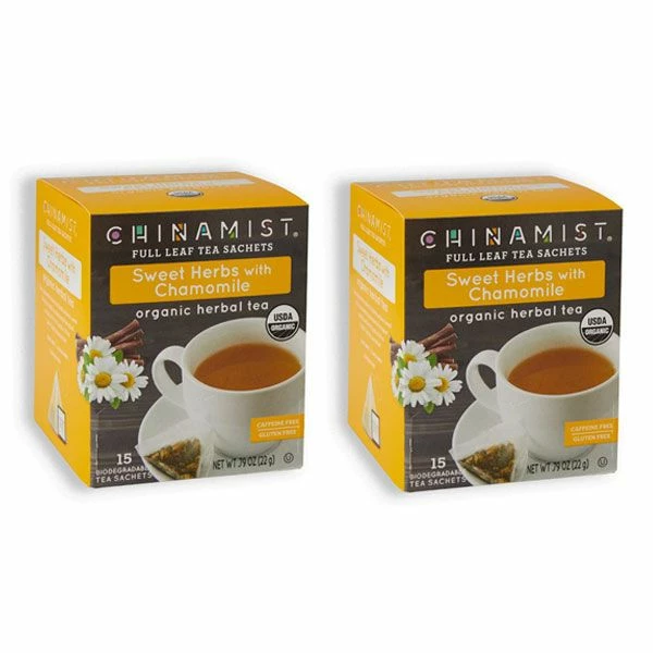 China Mist - Organic Sweet Herbs With Chamomile Herbal Tea Sachets, 2 Box 15 Count Each 3 China Mist - Organic Sweet Herbs With Chamomile Herbal Tea Sachets, 2 Box 15 Count Each