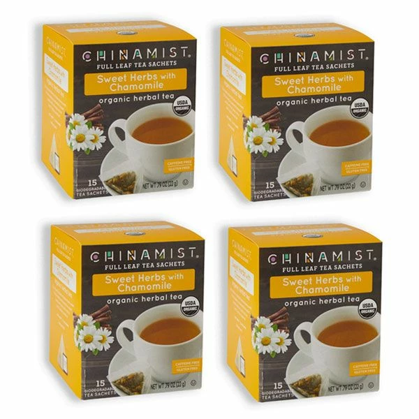 China Mist - Organic Sweet Herbs With Chamomile Herbal Tea Sachets, 4 Box 15 Count Each 3 China Mist - Organic Sweet Herbs With Chamomile Herbal Tea Sachets, 4 Box 15 Count Each