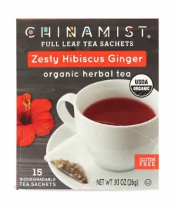 China Mist - Zesty Hibiscus Ginger Organic Black Full Leaf Tea Sachet, 6 Boxes 15 Count Each -coffee Sales Shop zestyhibiscusginger teasachet packet 1 1 1